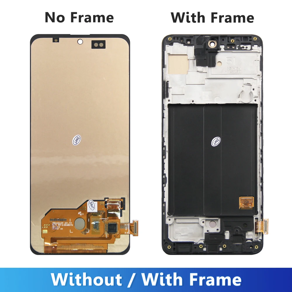 For AMOLED A50 Display For Samsung A20 A30 A505F A51 A515F LCD Display Touch Screen with frame Digitizer Assembly Parts