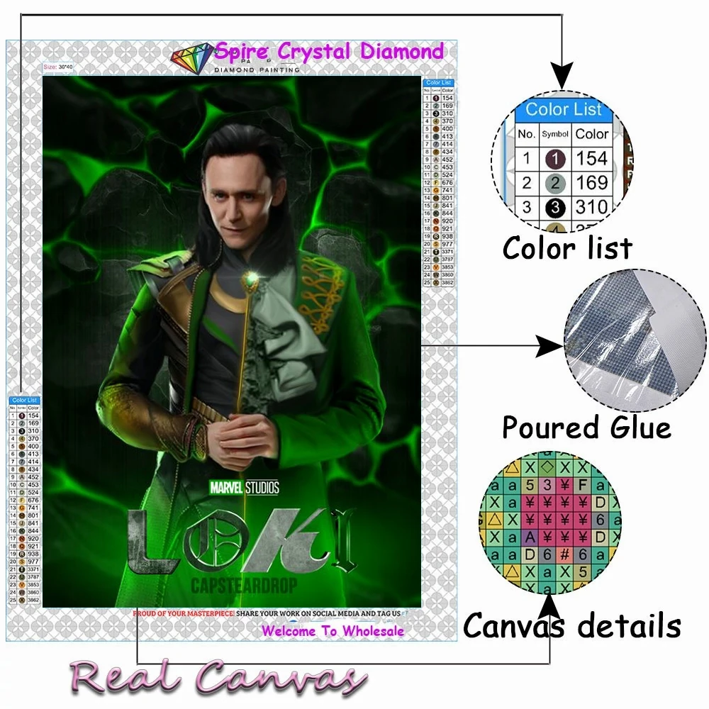 Disney Loki Comics Diy AB Diamond Painting Kit Embroidery New Handicrafts Movie Art Mosaic Cross Stitch Picture Home Decor Gift