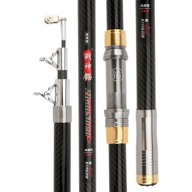 

3.6M-4.5M Fishing Rod 50kg above Heavy duty Superhard Long Distance Throwing shot Rod Telescopic Sea Boat Carbon Fishing Rods