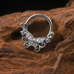 16G Fashion 316L Stainless Steel CZ Hinged Septum Clicker Nose Hoop Rings Daith Helix Tragus Cartilage Piercing Jewelry