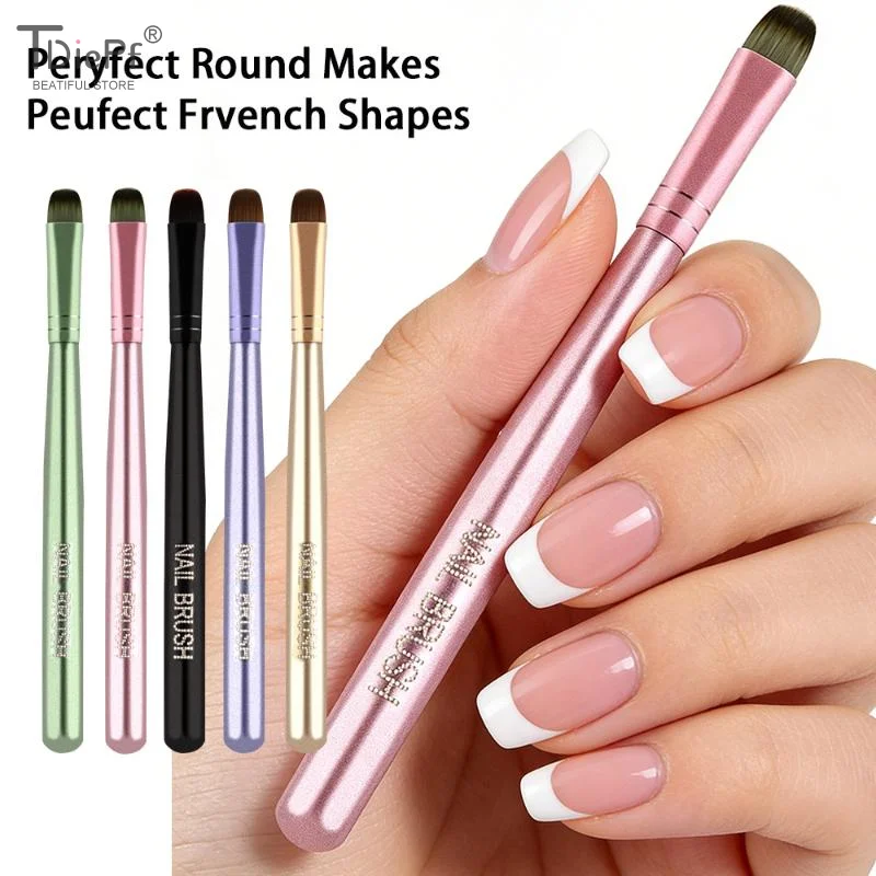 Nail French Half Round Pen Nail Art Painting Brush Metal Handle Gel Drawing Brush For Gel Tip Extension Acrylic Builder Accessor