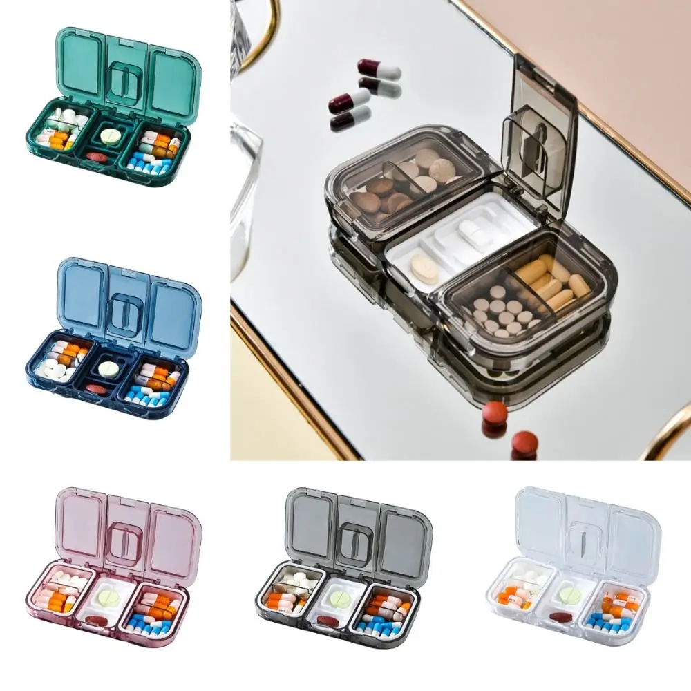 Silica Gel Pill Splitter Box Rectangular Dustproof Travel Pill Dispenser Lightweight Against Moisture Weekly Pill Case