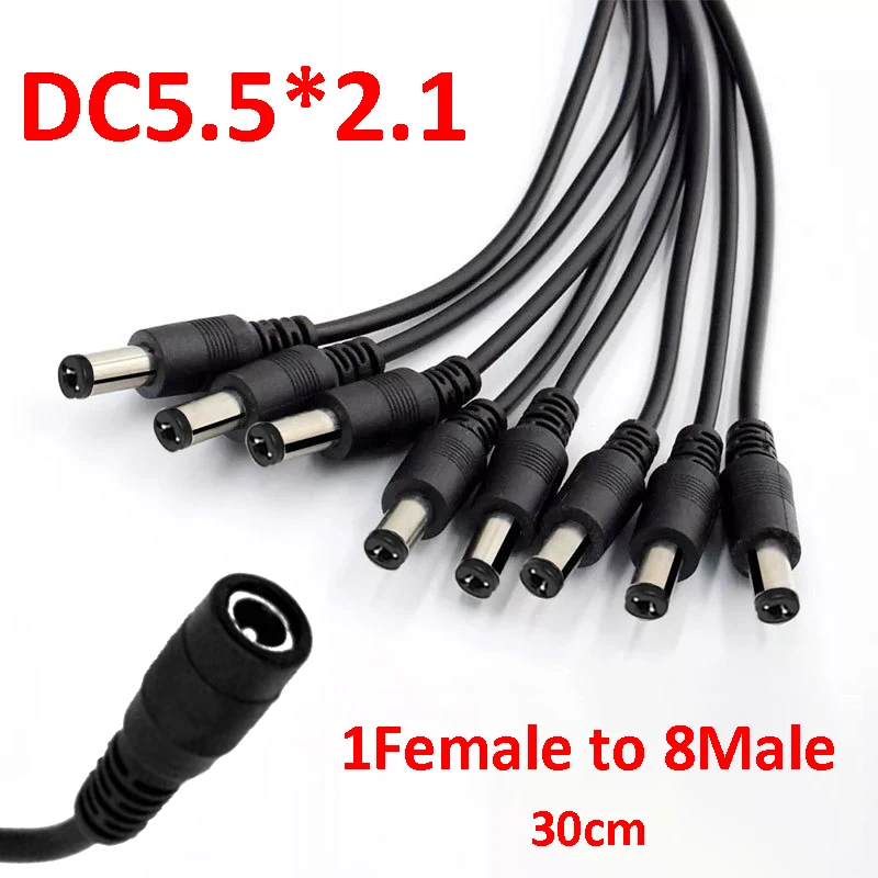 1PCS 5.5mm 2.1mm 1To2/3/4/5/6/8 Way DC Power Splitter Cable 5V 12V Power Adapter Connector Cord For LED Strip Lights CCTV Camera