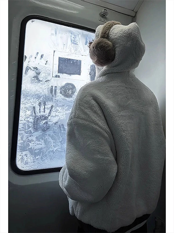 

Northeast China Winter Thiened Fce Lined Hooded Cotton Jaet Men's Faionable Warm Coat Couple's Sle Long Sve Zip...