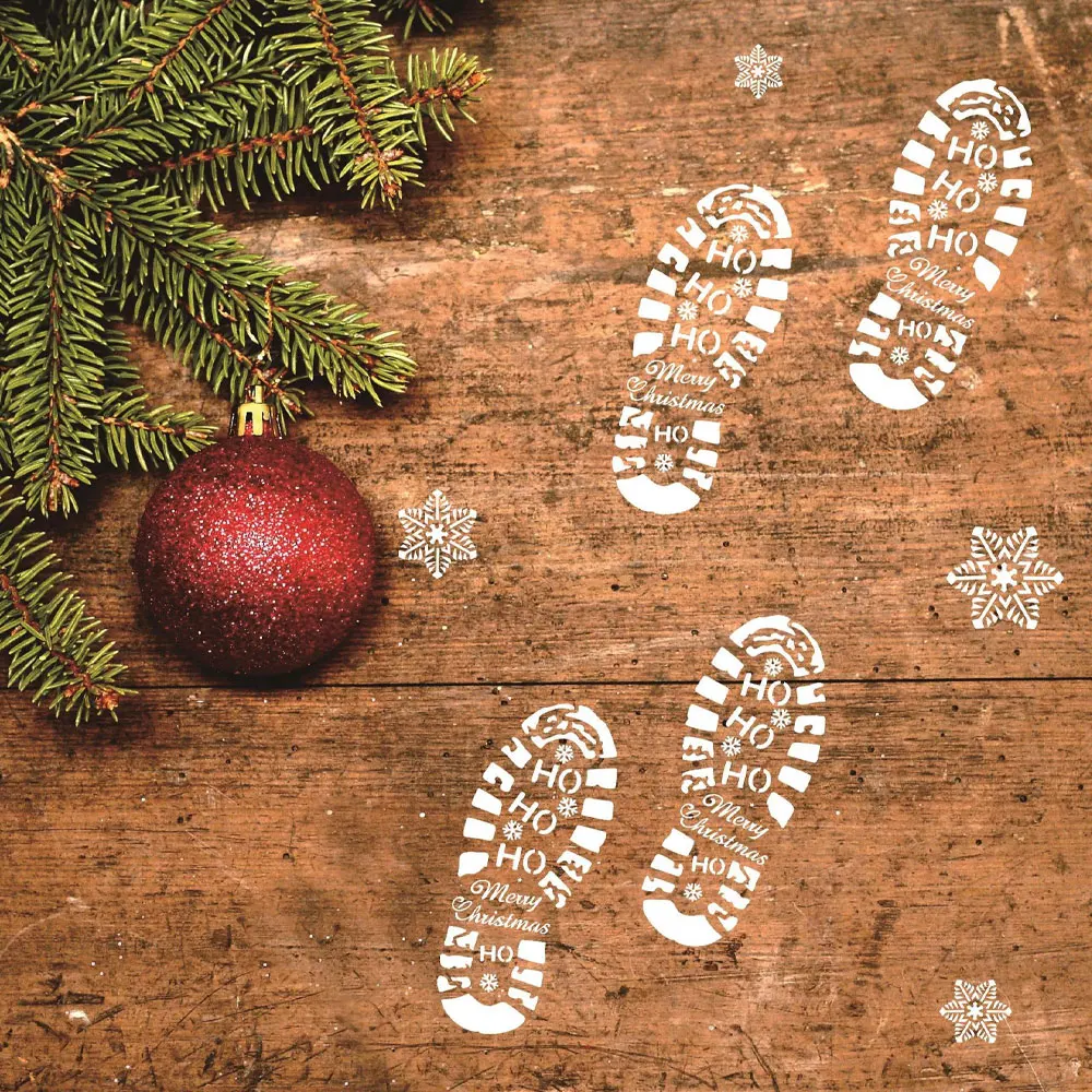 6 قطعة عيد الميلاد البصمة ندفة الثلج الاستنسل سانتا كلوز بصمة اللوحة قالب سجل القصاصات التلوين النقش ألبوم عيد الميلاد ديكور #3