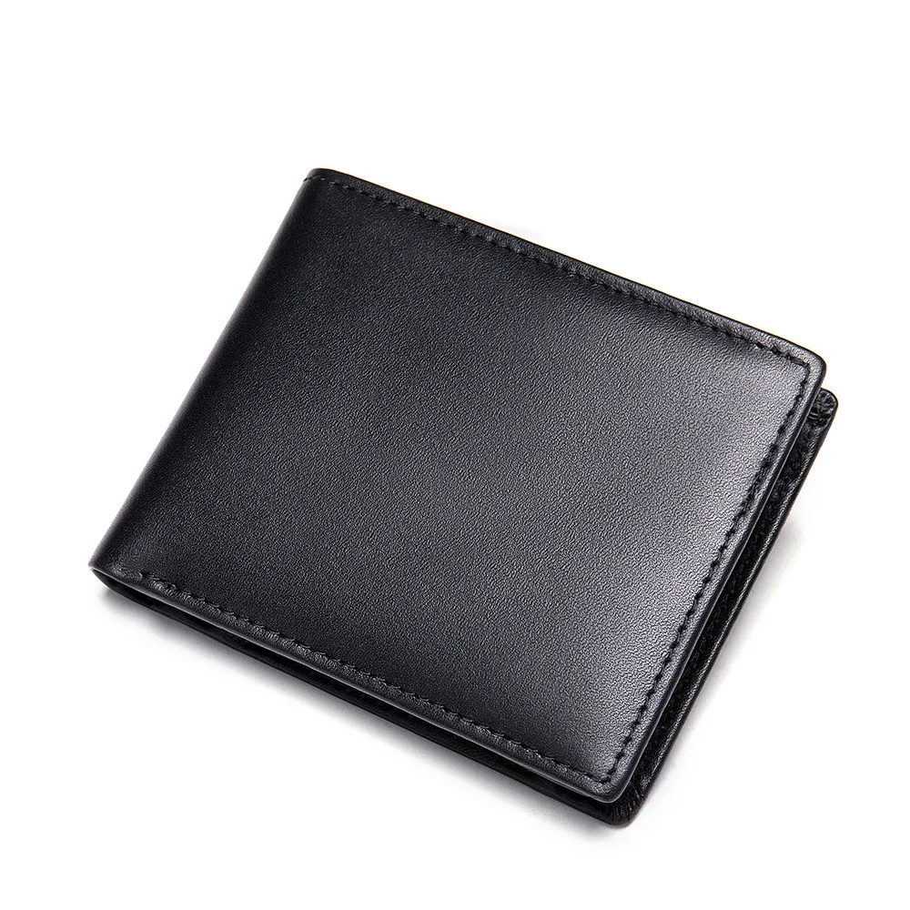 RFID Blocking Men's Cowhide Genuine Leather Wallet Front Pocket Short Mens Wallet ID Credit Card Holder Coin Pouch Bag for Man