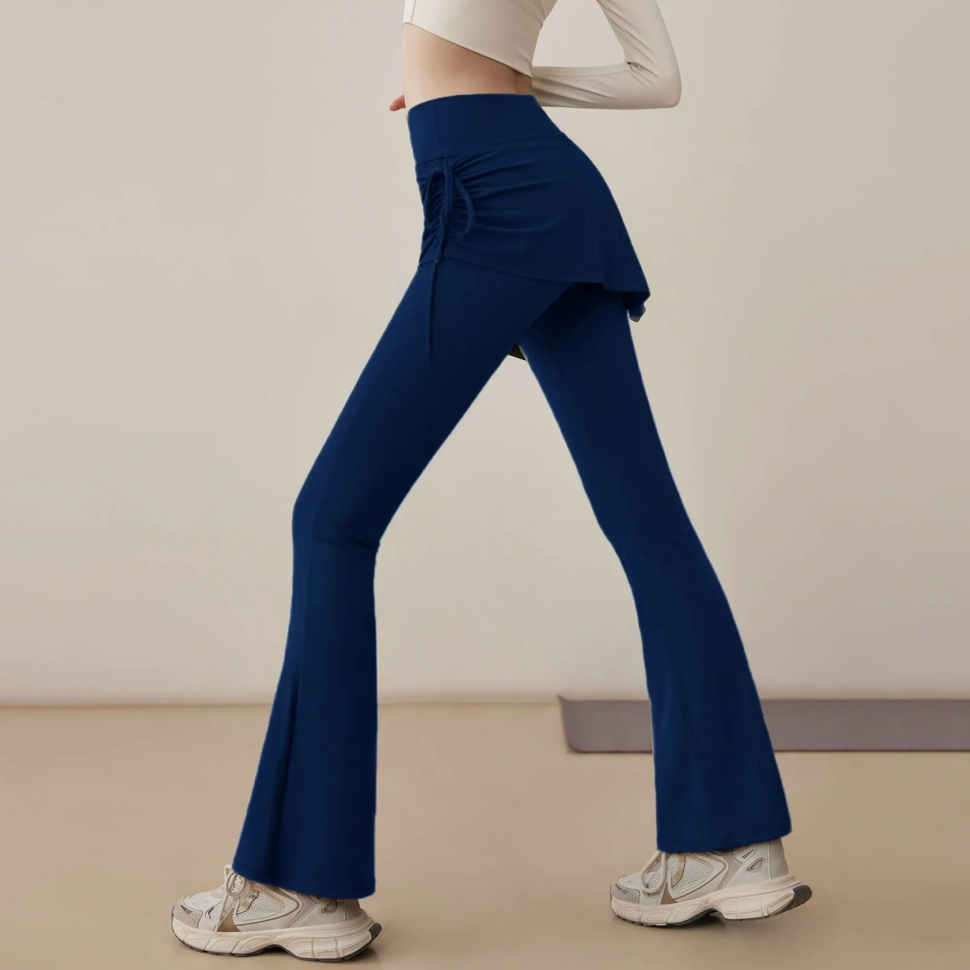 Yoga Bell-bottom Pants Fake Two-piece Skirt Pants High Waist Hip Lift Tight Body Anti-exposure Pilates Sports Fitness Leggings