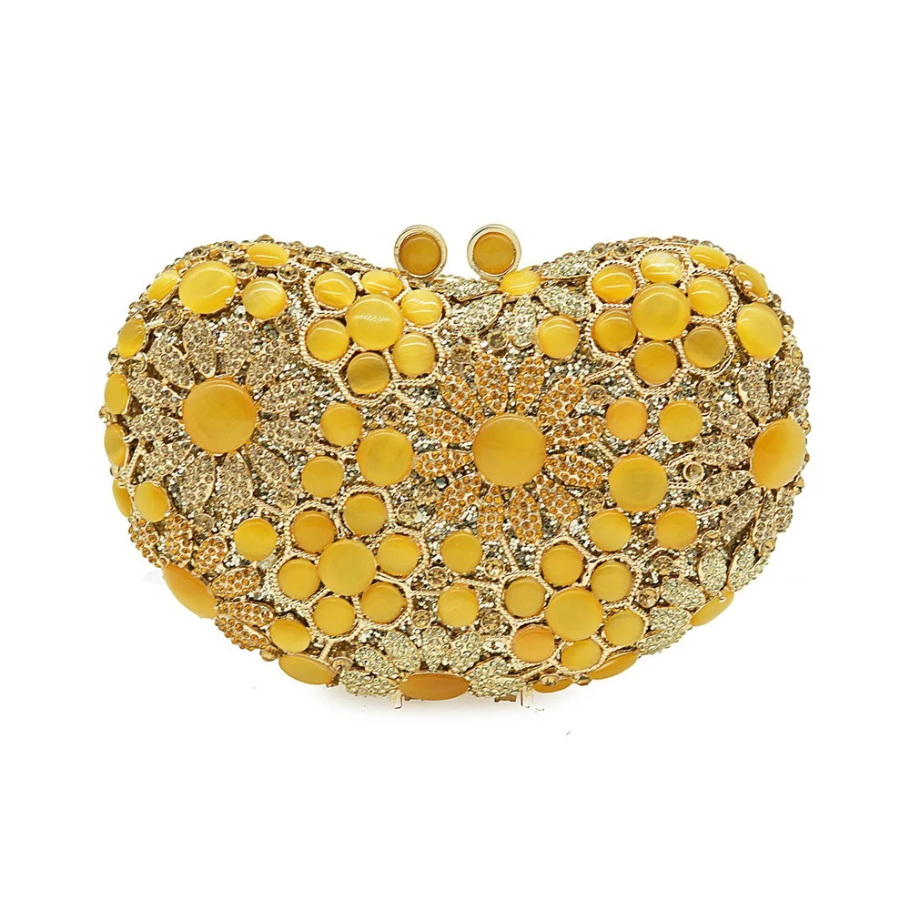 

Luxury Rhinestone Colorful Large Crystal Inlaid Metal Chain Shoulder Bag Ladies Luxury Evening Clutch Bag