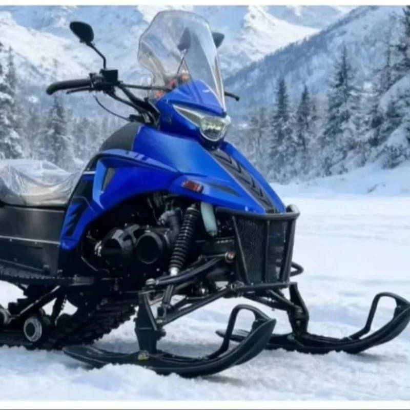 300cc 4-Stroke Gas Powered Snowmobile with Reverse Gear & High Windshield Adults Trail Touring Snow Scooter Winter Track Sled