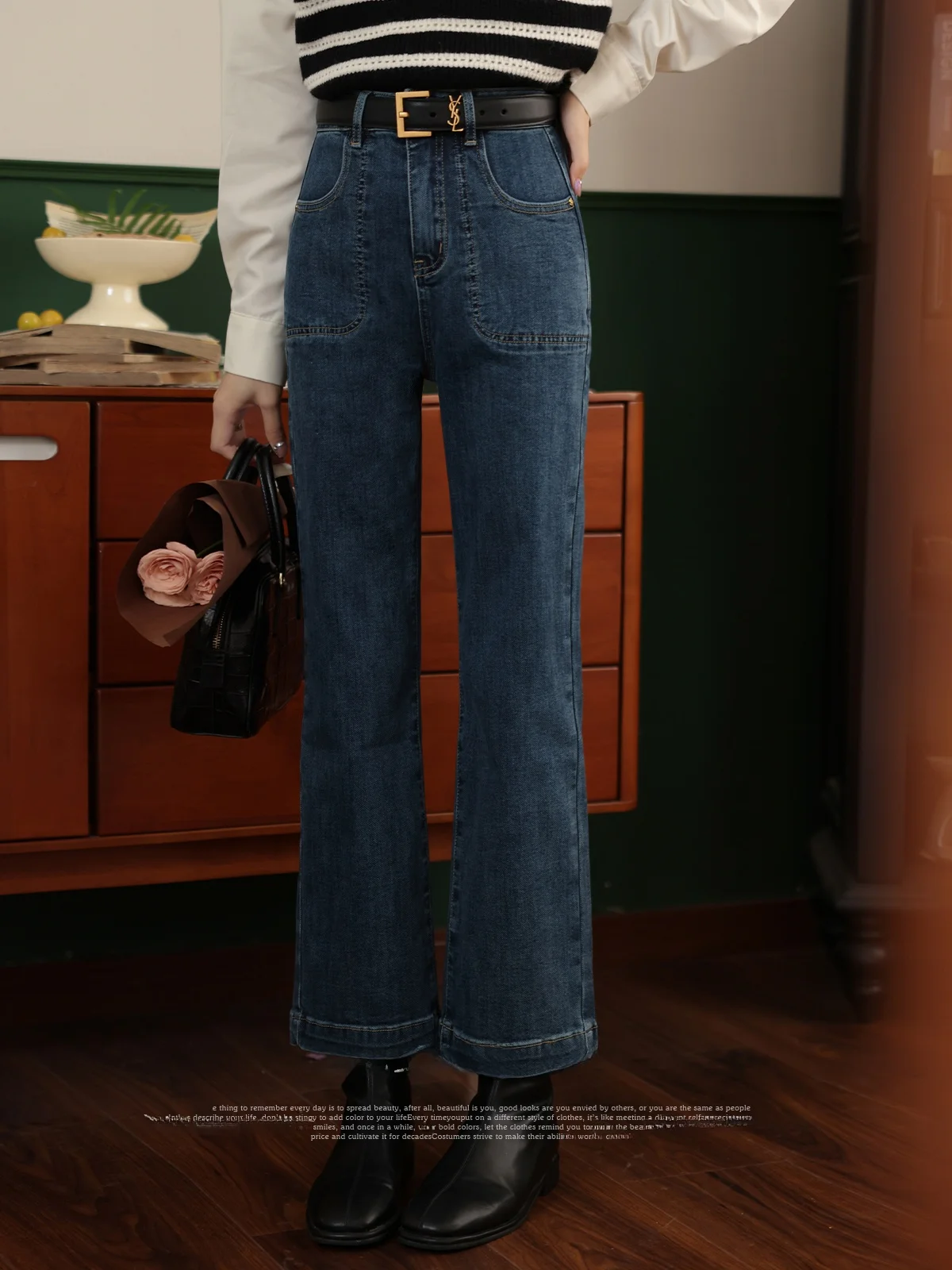 

Синие прямые джинсы Sli для женщин: осенняя новинка, облегающие длинные брюки с высокой талией, на молнии, повседневные, модные