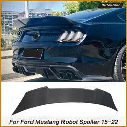 Carbon Fiber Rear Boot Spoiler Trunk Lip Wings Spoiler Car Styling for Ford Mustang GT V8 V6 Coupe 2015 -2022 Robot Style FRP