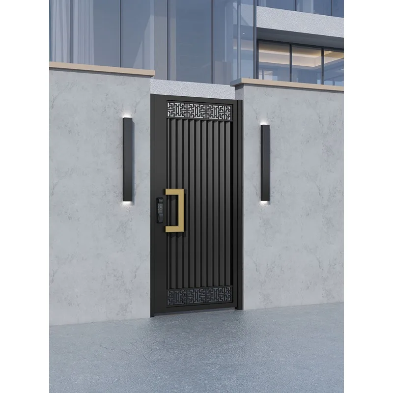 FOB الحديثة سبائك الألومنيوم فيلا فناء بوابة الأمن باب مزدوج الحديد الفولاذ المقاوم للصدأ غير قابل للصدأ في الهواء الطلق