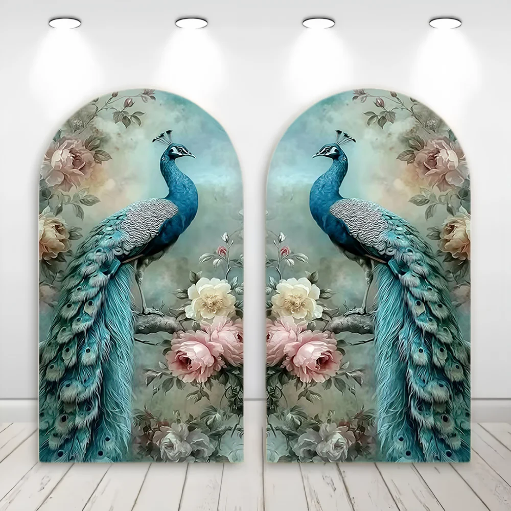 Custom 2-Sided Peacock Indian Style Arch Backdrop Cover Radha Krishna Yashoda Kids Birthday Party Baby Shower Decor Background