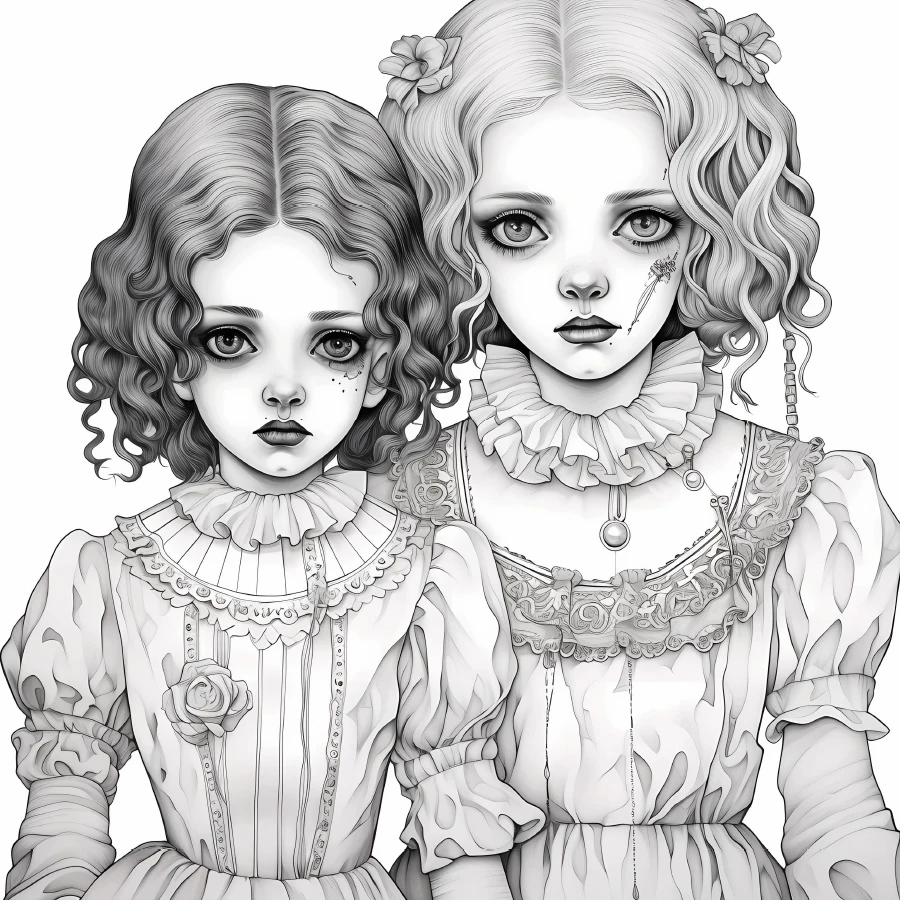 Horror Doll Coloring Book 20Page Gift For Birthday Party Relieve Stress Kill Time Graffiti Painting Drawing Adult Picture Books image 6