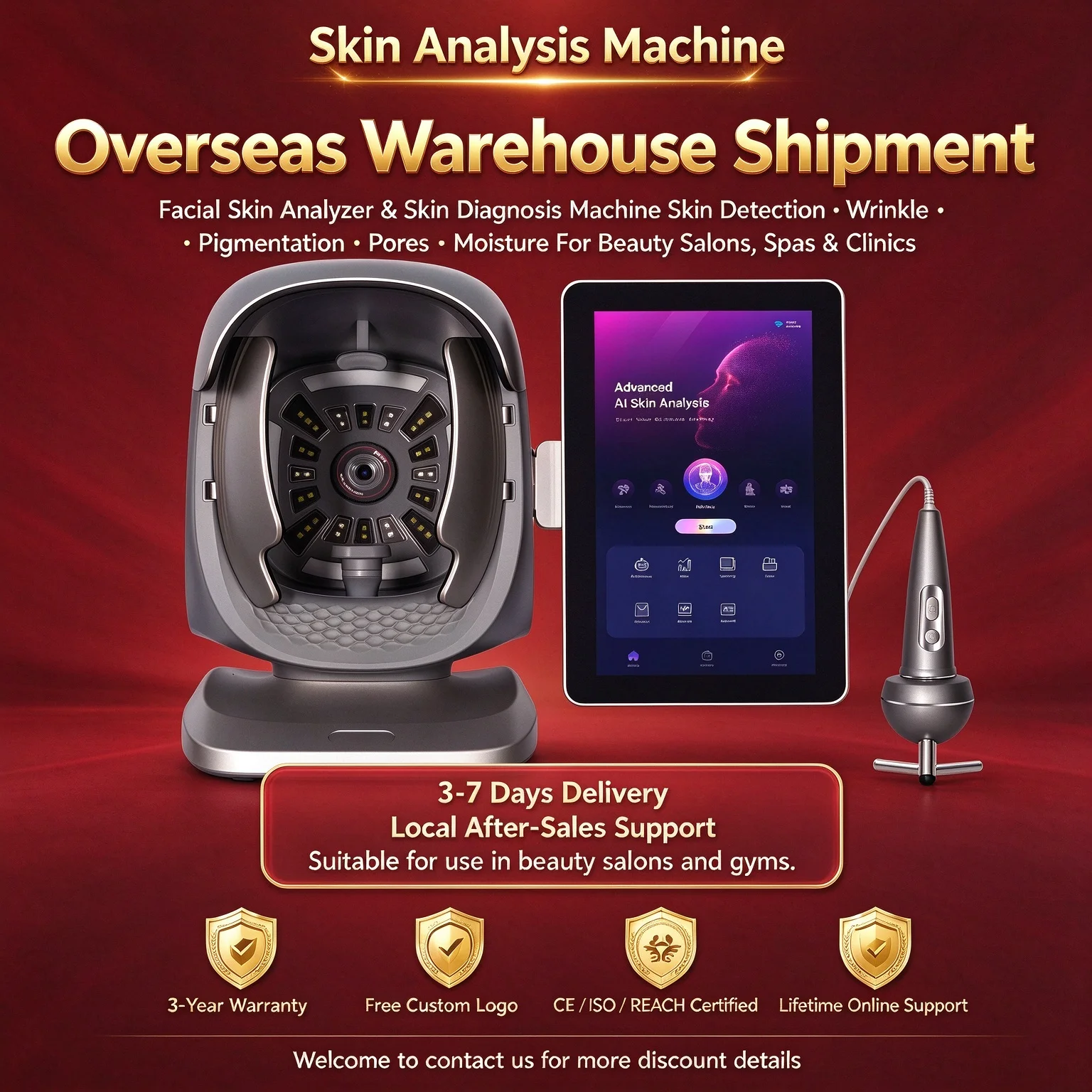 X3 Pro Skin Analyzer Machine 15.6 Inch 3D AI Facial Skin Scanner 8 Light Spectrum Skin Hair Analysis Detector For Beauty Salon B