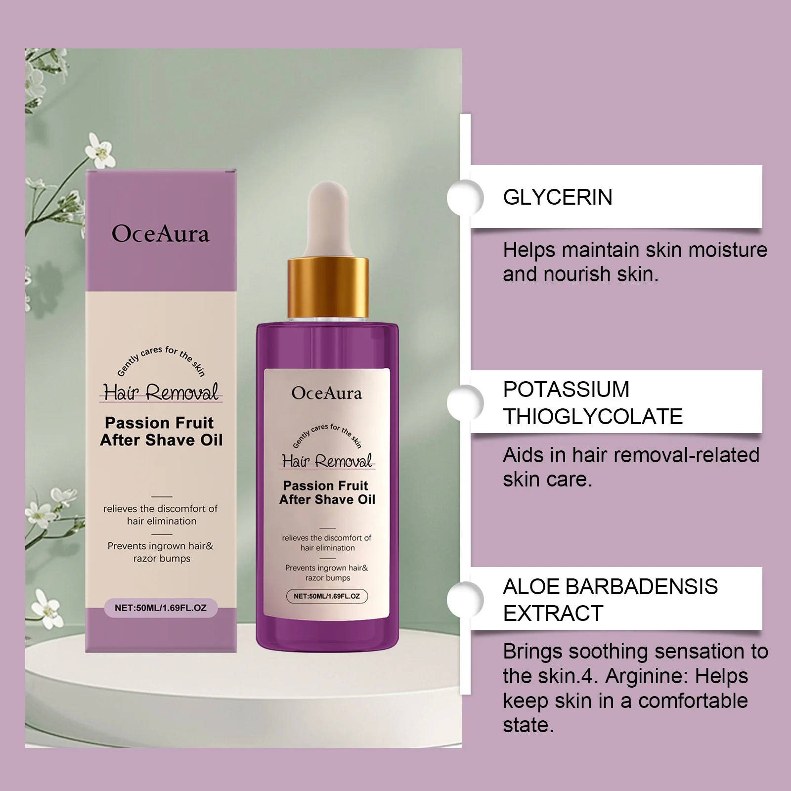 زيت ما بعد الحلاقة يمنع الشعر الغامض ويقلل نمو شعر الجسم ويرطب البشرة الناعمة بعد الحلاقة وعلاج إزالة الشعر