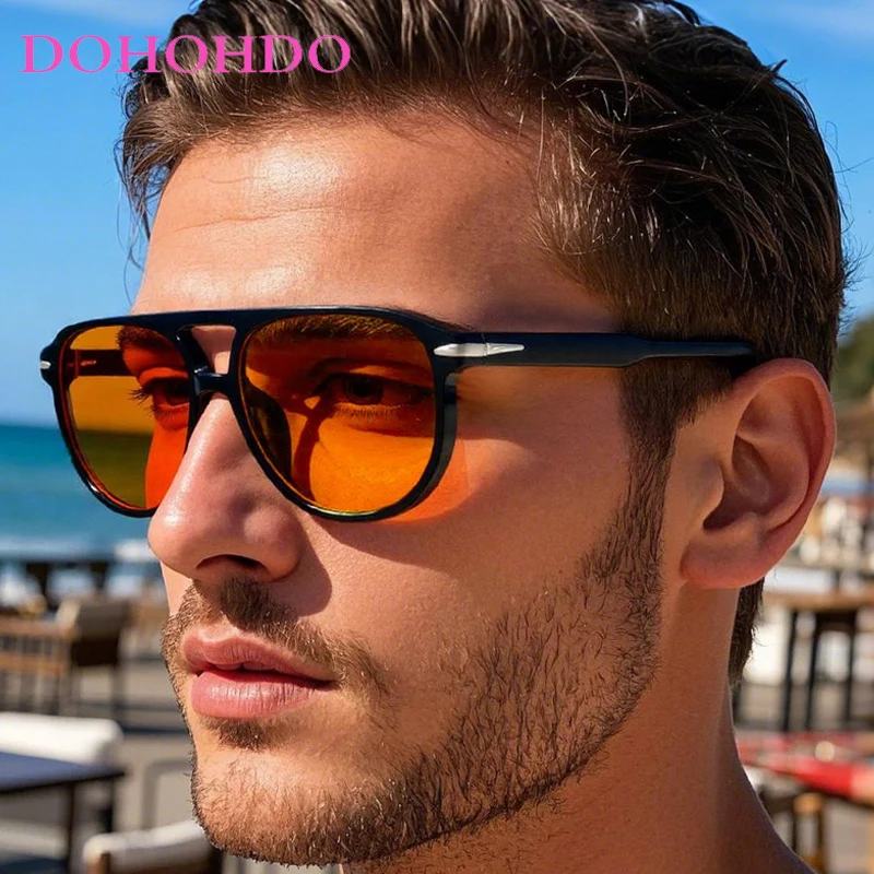 

Trendy Vintage Classic Double Bridge Pilot Rivet Women Sunglasses Luxury Brand Designer Men Eyewear Driving Travel Shades UV400