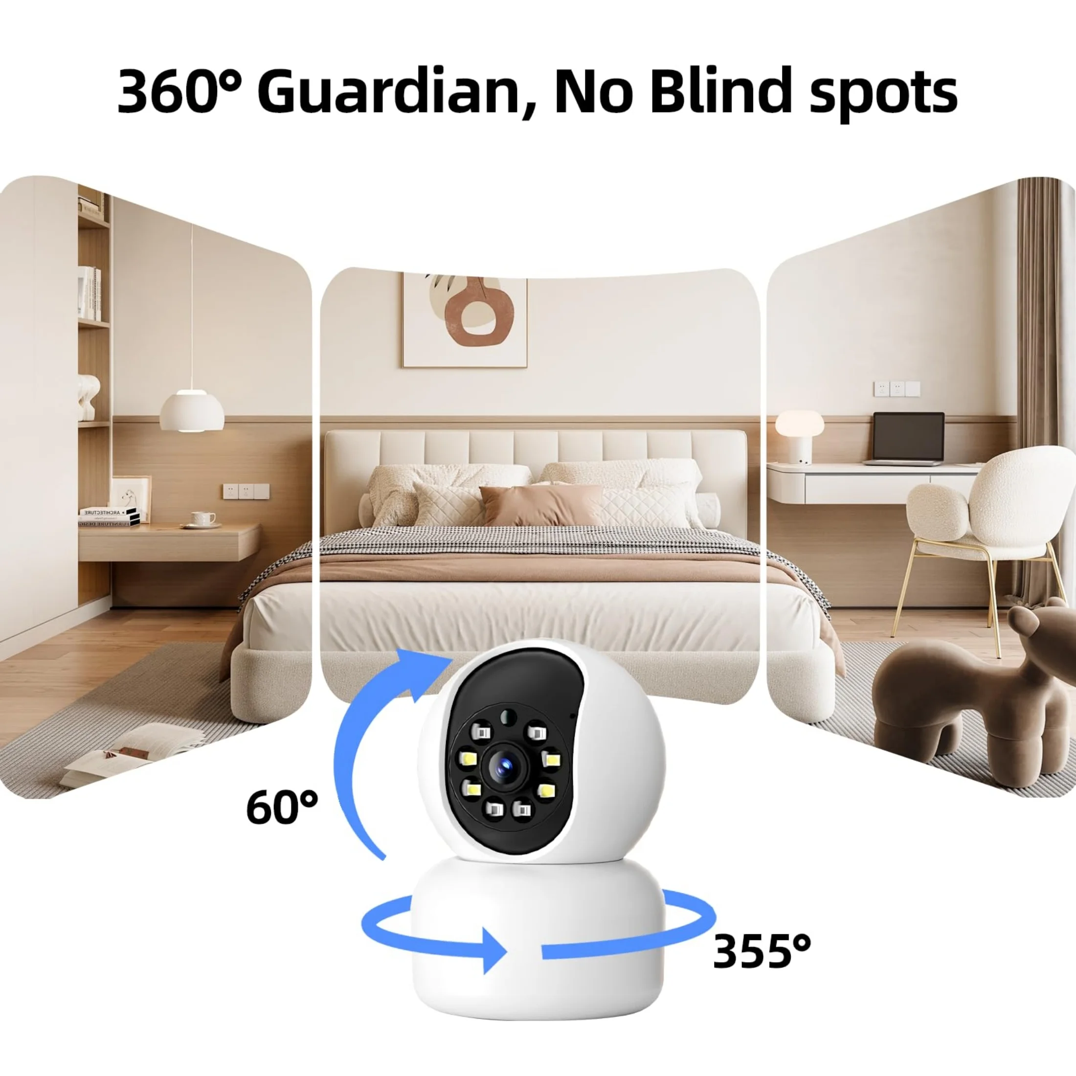 5MP Indoor WiFi PTZ Camera Dual-Band 2.4G+4G with AI Human Detection Auto Tracking Two-Way Audio Night Vision Security Camera