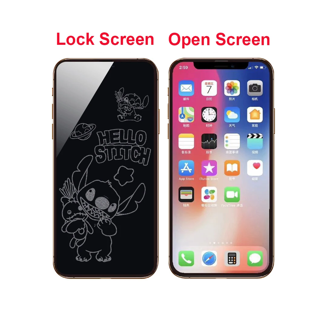 Niewidoczny ochraniacz ekranu Full Cover HD do iPhone'a 14 13 12 11 Pro Max Szkło hartowane do iPhone'a 15 X XR XS Max Syrenka Mickey