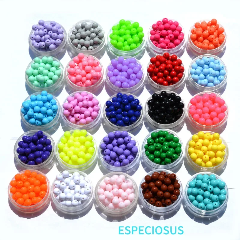 Multi Colors 8MM Round Shaped Acrylic Beads DIY Jewelry Making Accessories Plastic Spacer Bracelet Handcraft Fittings 100 PCS