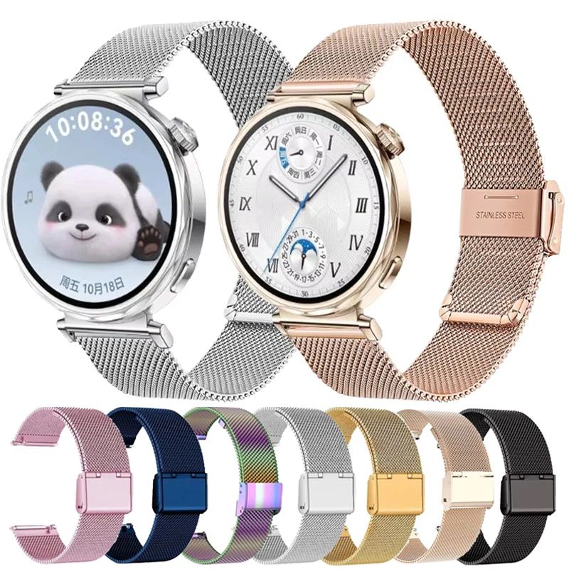 22mm 20mm 18mm Milanese Loop Für Huawei Uhr GT 2 3 4 5 41 46mm 42mm Metall Band Für Huawei Uhr 3 4 5 5 Pro GT2e GT2Pro GT3 SE