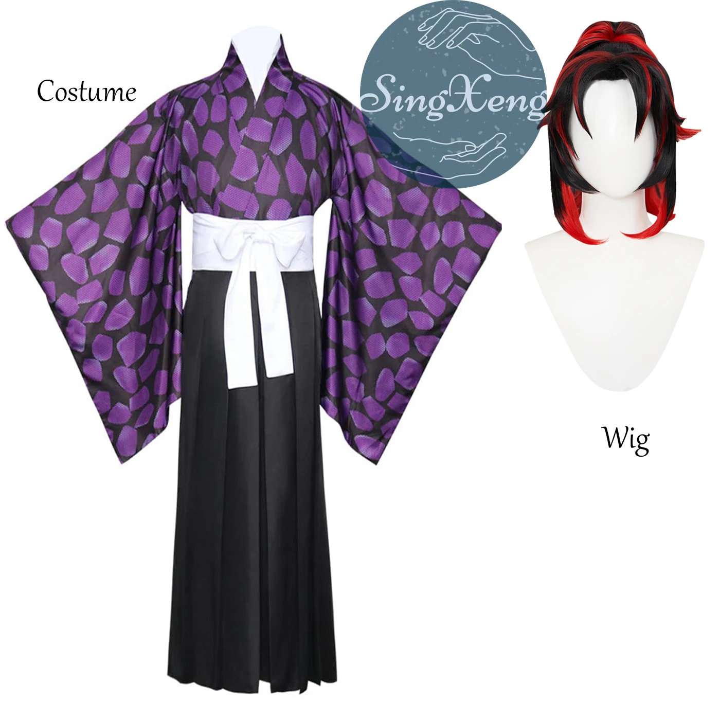 

Костюм для косплея SingXeng Kokushibo, киметсу из аниме «no yaiba kokusowl», кимоно для косплея на заказ, Хэллоуин