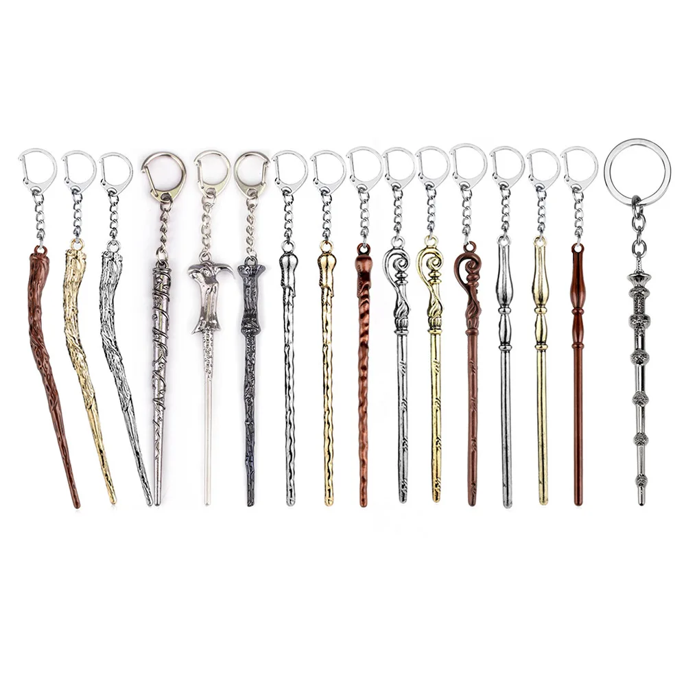 Llavero de varita mágica miniatura de Harry Potter, llavero de metal de aleación, juguete, accesorios de cosplay de la película, colgante de varita, accesorios de colección.