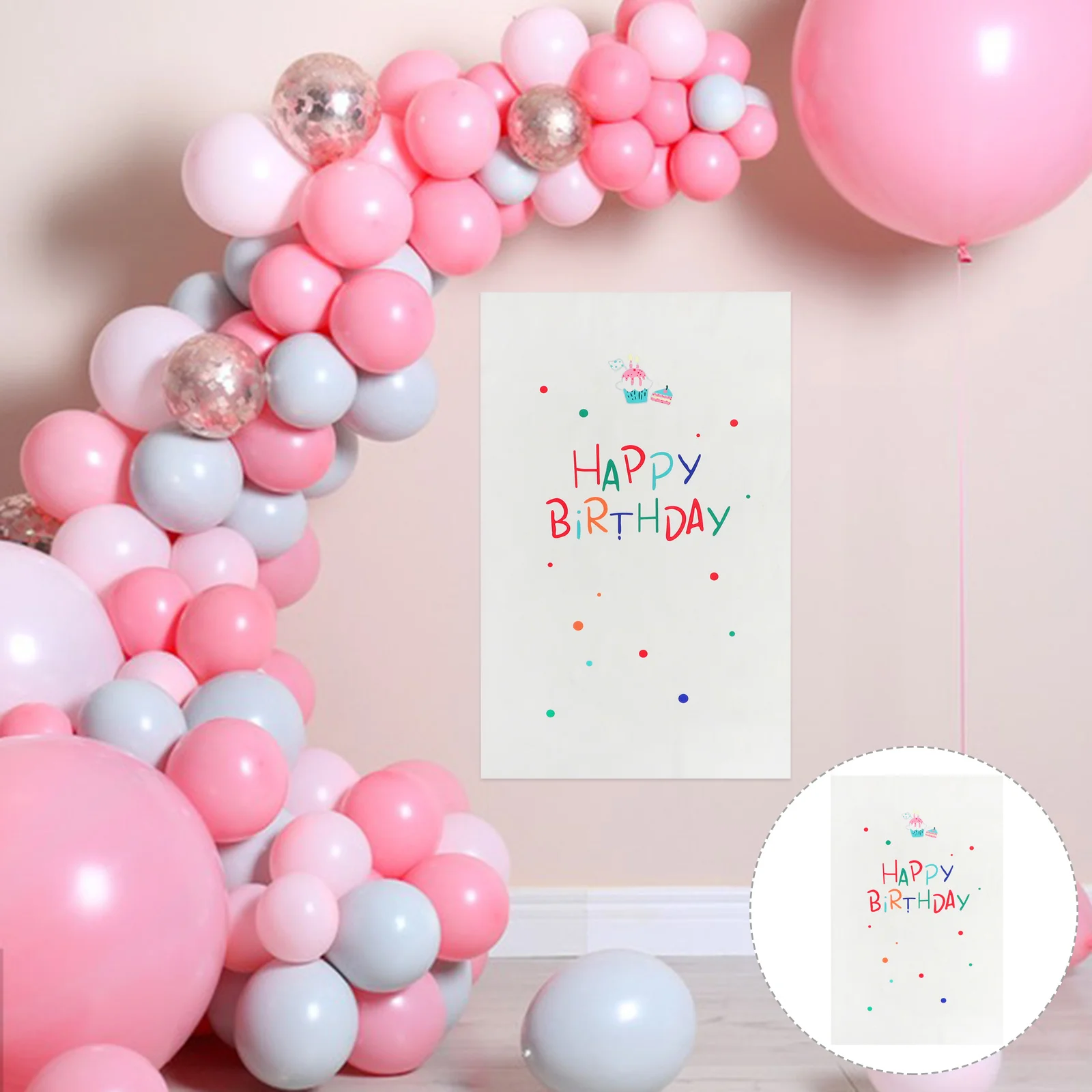 

Simple Birthday Backdrop Polyester Material Party Decoration Unforgettable Memories Visual Impact Birthday Backdrop
