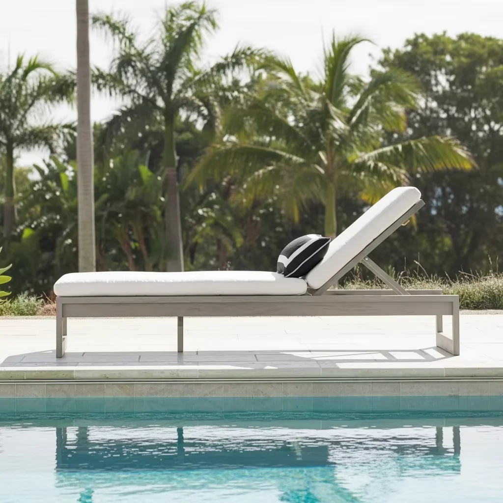 #Poolside Outdoor Lying Sun Bed Chaise Lounger Teak Beds