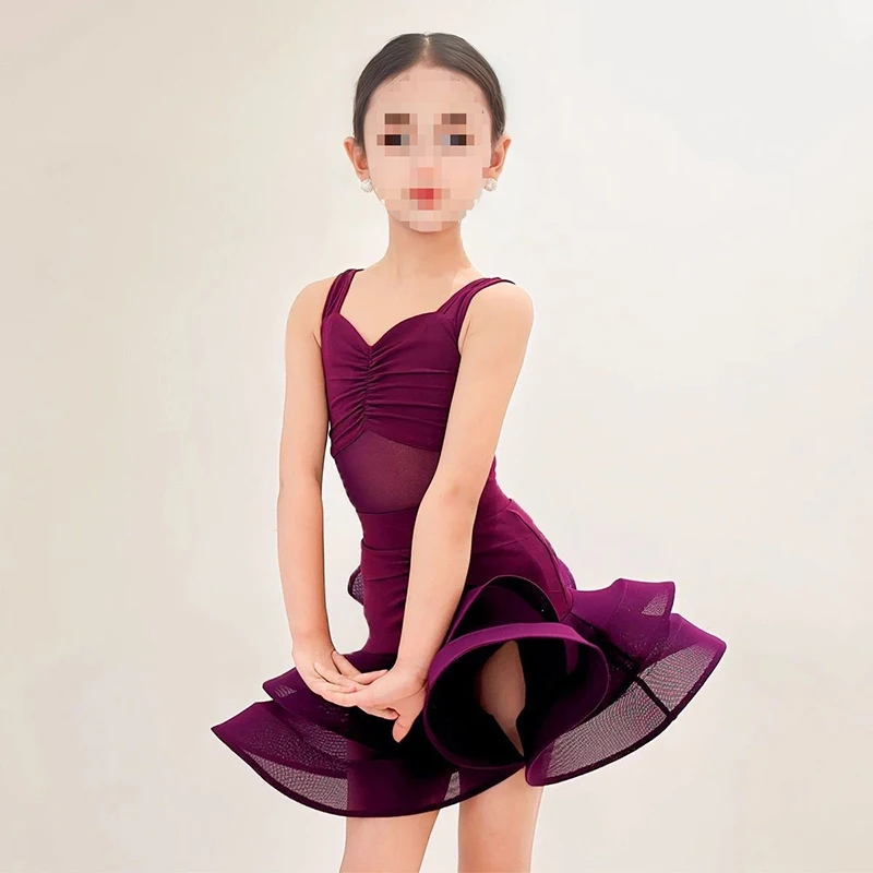 Kinderen Professionele Latin Dans Jurk Meisjes Tango Salsa Samba Ballroom Dansvoorstelling Podiumoutfits Kostuum 2025, Nieuw