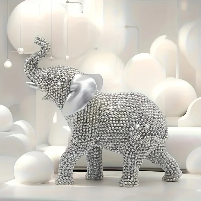 

Silver Elephant Bead Decorative Dolls, Lucky Animal Statues, Interior Decoration Ornaments, Home Gifts