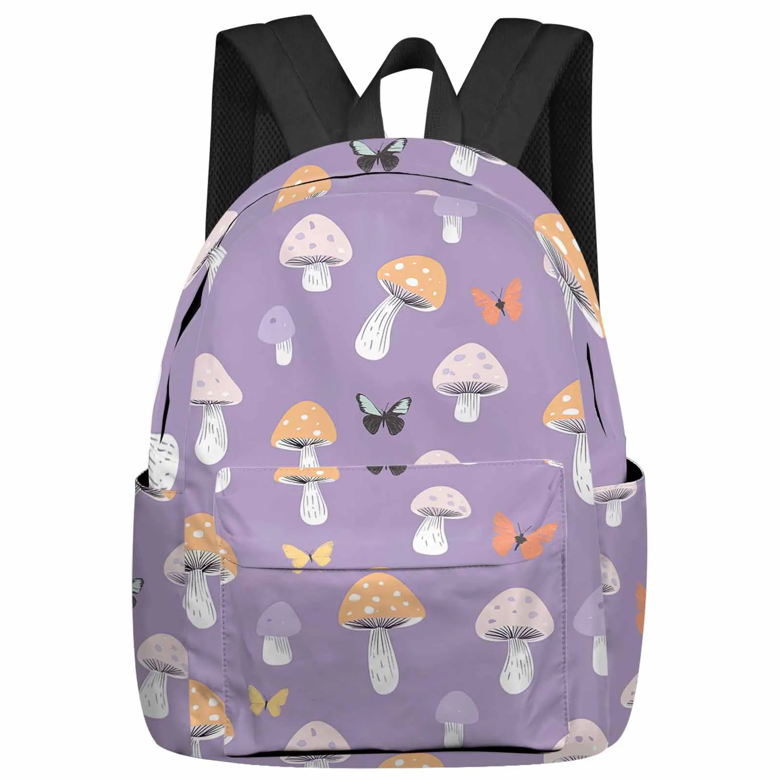 Mushroom Butterfly Hand Drawn Lines Backpack Teenagers Student School Bags Laptop Custom Backpack for Men Women Travel Bag