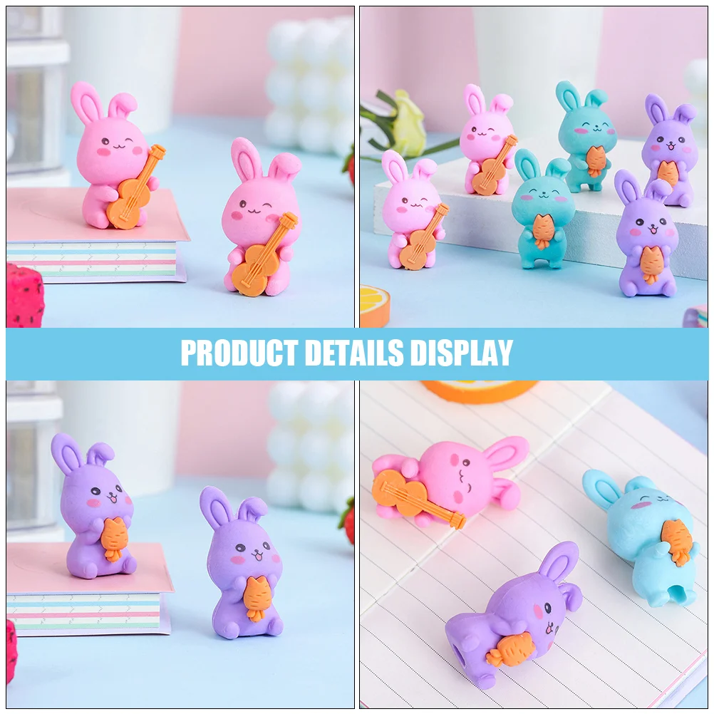 36 Pcs Rabbit Eraser Fun Erasers for Students Aesthetic Bunny Classroom Cartoon Animal Reward Award Drawing