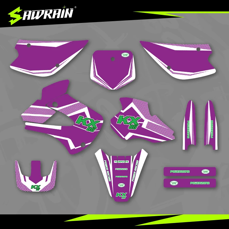 

Sawrain Motorcycle Graphics Backgrounds Decal Stickers Kits for KAWASAKI 98-04KX80 02
