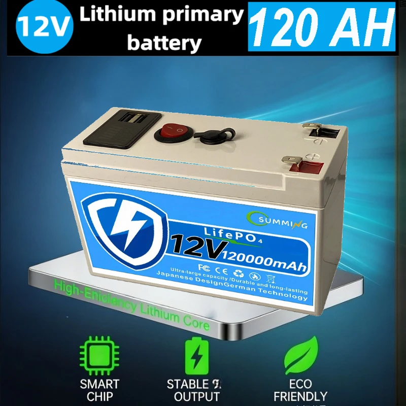 

12V 120Ah LiFePO4 Battery 4000+ Cycles Deep Cycle BMS for Solar Ride on Toys Fish Finders Power Wheels
