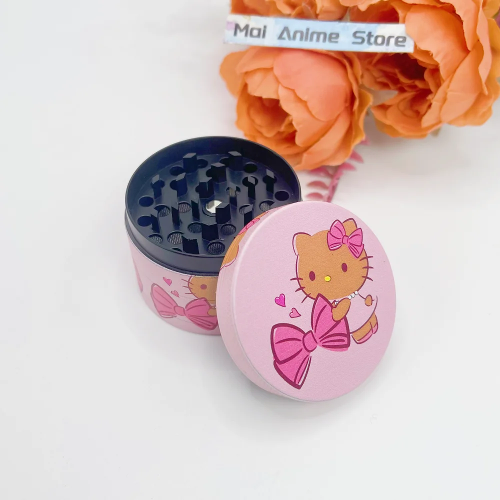 2inch Hello Kitty Herb Grinder Metal Sanrio Mortar Spice Mill Manual 4-layer Salt Grass Tobacco Grinder Smoke Cigarette Tool image 2