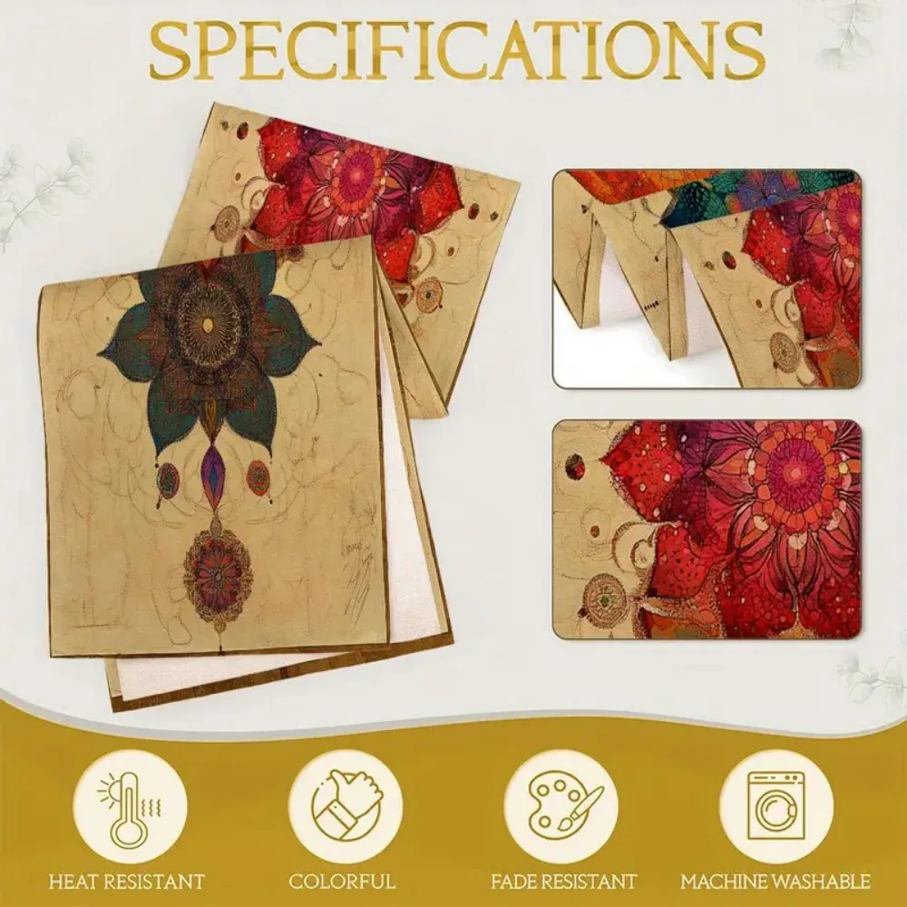 

VIKAMA Bohemian Mandala Pattern Table Runner, Vintage Spiritual Geometric Design Table Decor for Home, Perfect Festival Gifts