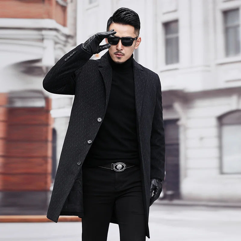 2024 new arrival coat spring 75% wool trench men,men's casual high quality long jackets,size M-4XL