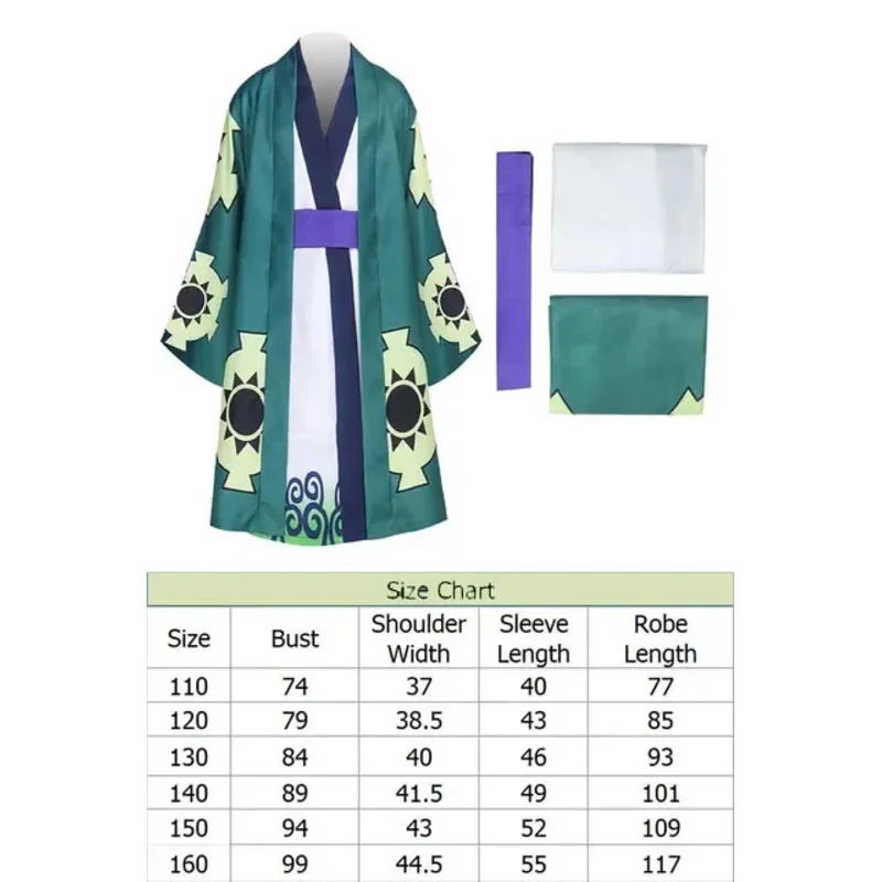 Niño niños Wano Country Zoro Juurou Cosplay fantasía Anime una pieza de Cosplay disfraz niño Halloween carnaval fiesta ropa