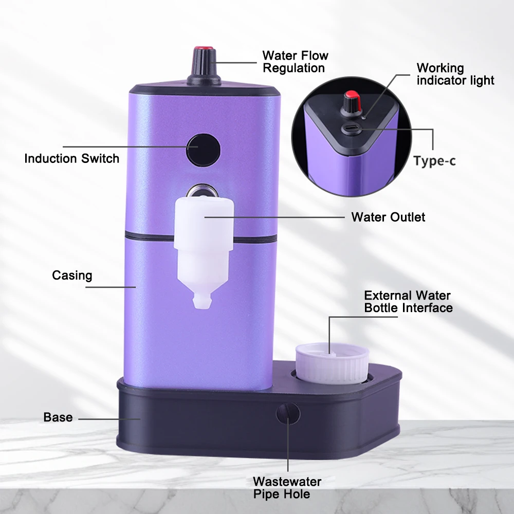 آلة تنظيف إبرة الوشم مع جهاز استشعار تلقائي لغسالة إبرة الوشم أداة شطف الألوان معدات الوشم الأساسية #4