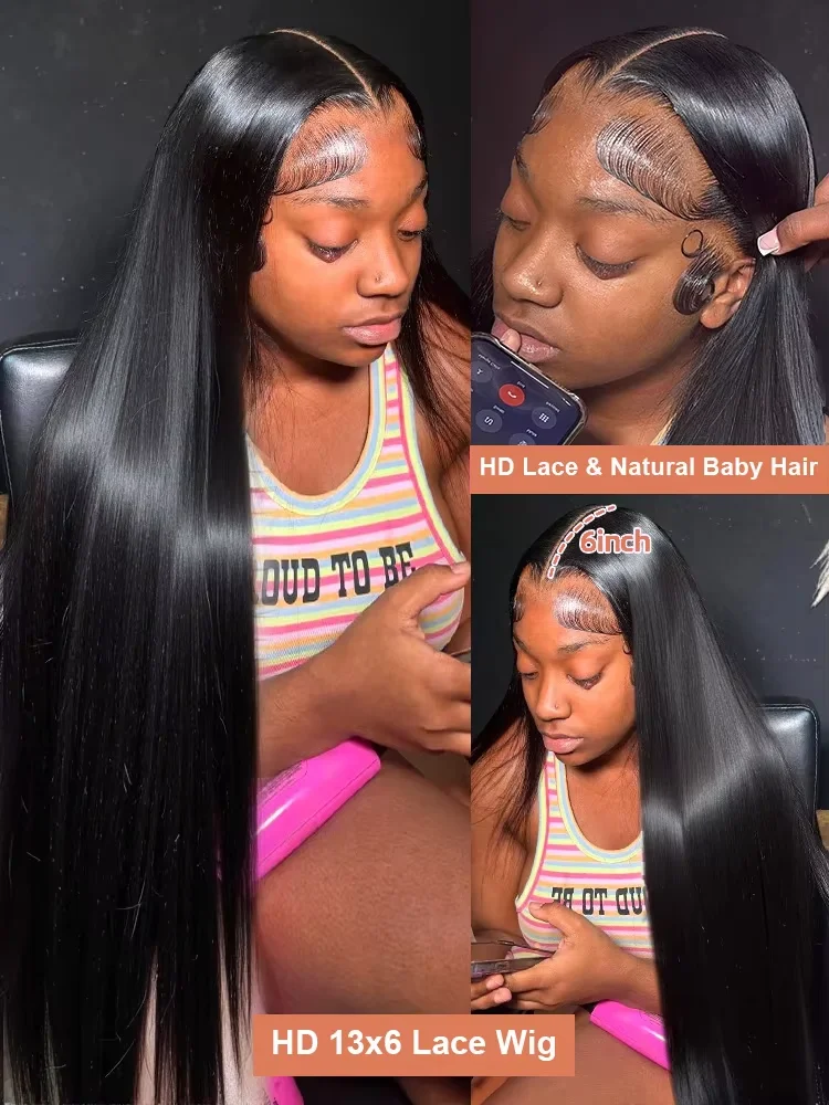 40 بوصة شعر طبيعي مفرود باروكة 13x6 HD الدانتيل أمامي 100% شعر الإنسان 360 كامل الدانتيل شعر مستعار أمامي البرازيلي قبل قطعها الباروكات للنساء #6