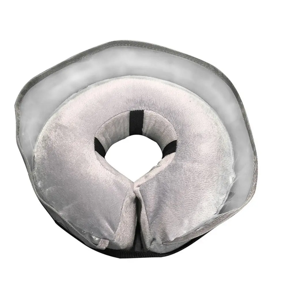 

Adjustable Inflatable Dog Cone Collar Waterproof Fabric Anti-licking Clear Shield Soft Dog Neck Donut Removal