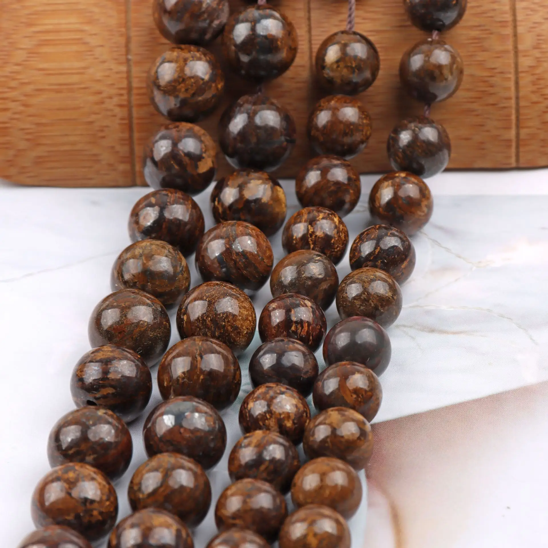 New Natural Bronze Brilliance Round Beads Handmade DIY Fashion Bracelet Vintage Necklace Jewelry Accessories Wholesale