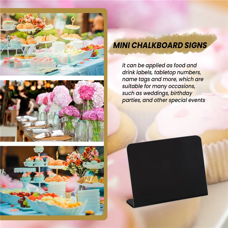 AED6-20Pcs 4 X 3 Inches Mini Chalkboard Table Tent Sign Chalkboard Buffet Tags Food Label For Party Tabletop Chalkboard Signs