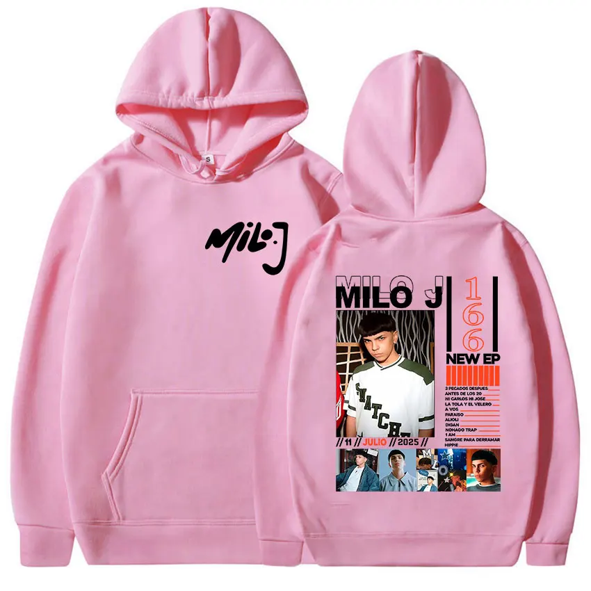 مغني الراب ميلو J 166 ألبوم 2025 الجرافيك هوديي الرجال الهيب هوب كنزة صوف البلوز القوطية موضة المتضخم هوديس الشارع الشهير #3