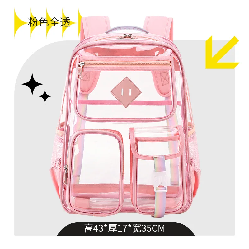 Transparent Shoulder Bag PVC Waterproof Large Capacity Students Schoolbag Fashion Women Backpack Summer Beach Travel Backpacks