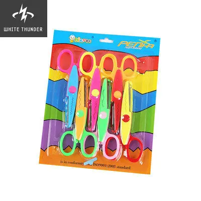 Paper-cut Lace Scissors Set DIY Photo Album Handmade Safety Children's Plastic Scissors 6-piece Set