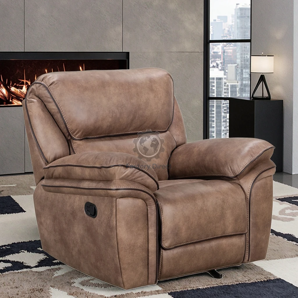 

Modern Style Microfiber Fabric Recliner Chair with Extendable Wood Frame Wholesale Sofas for Living Room