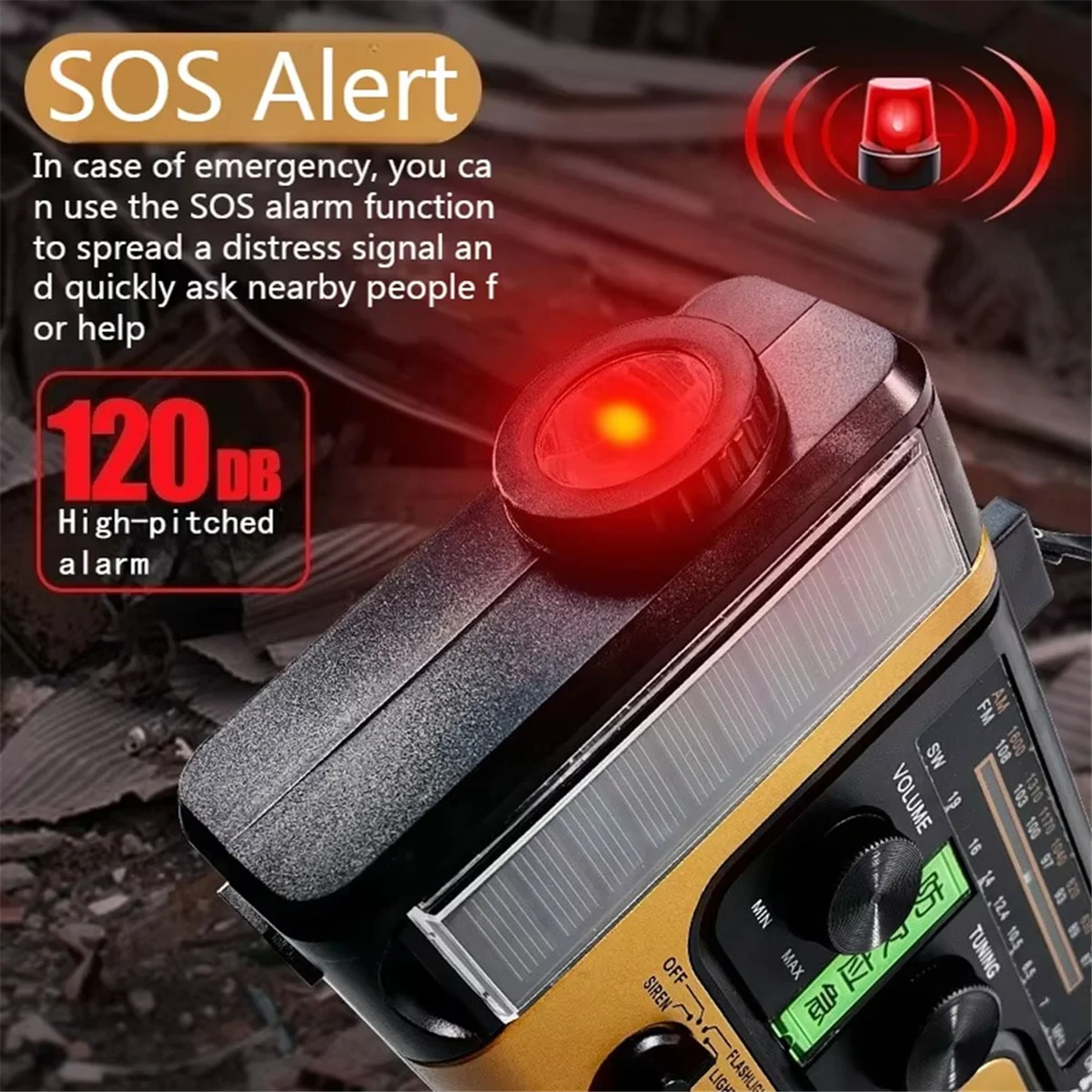 

2025+ Emergency Radio with Solar & Hand Crank Charging AM/FM LED Flashlight Power Bank