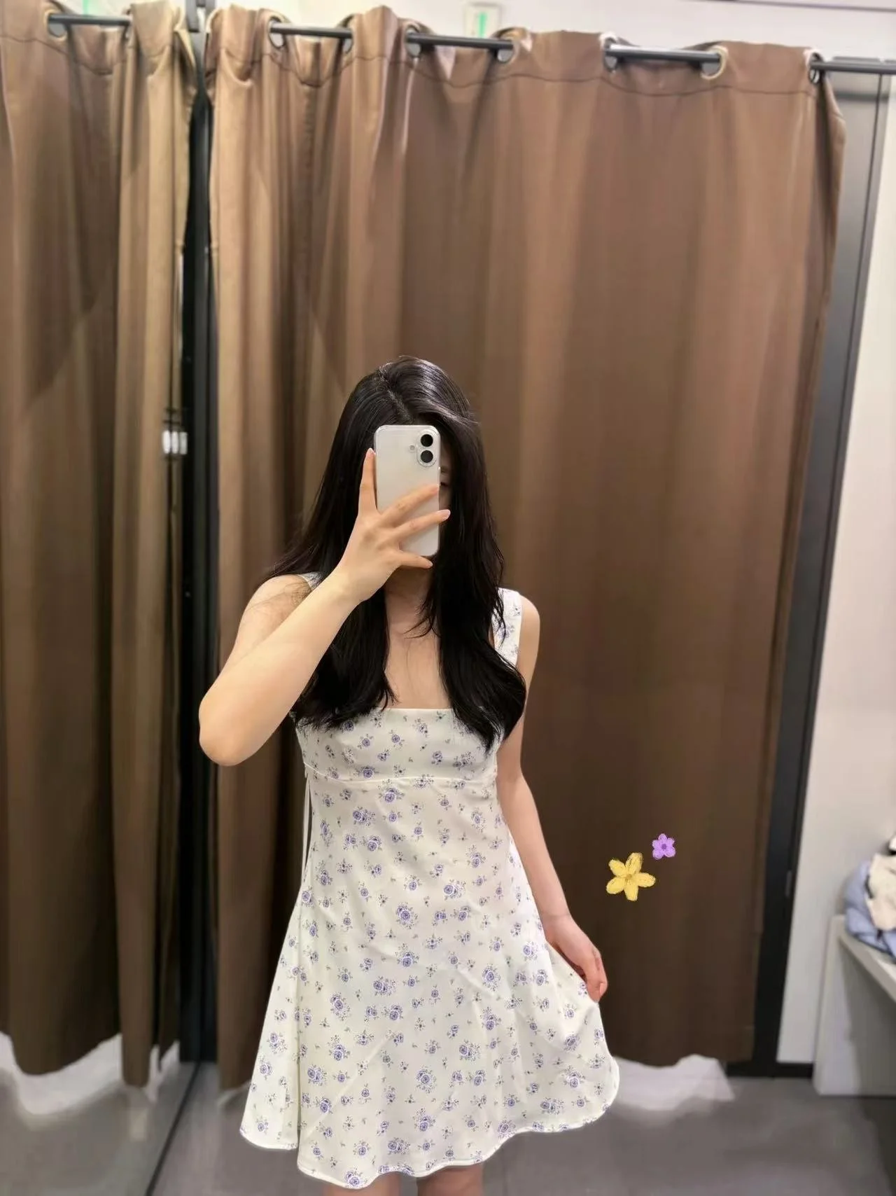 2025년 여름 스위트 프린트 실크 새틴 느낌 플로럴 스퀘어 넥 스트랩 드레스 여성 패션 하이웨이스트 A라인 스커트 드레스